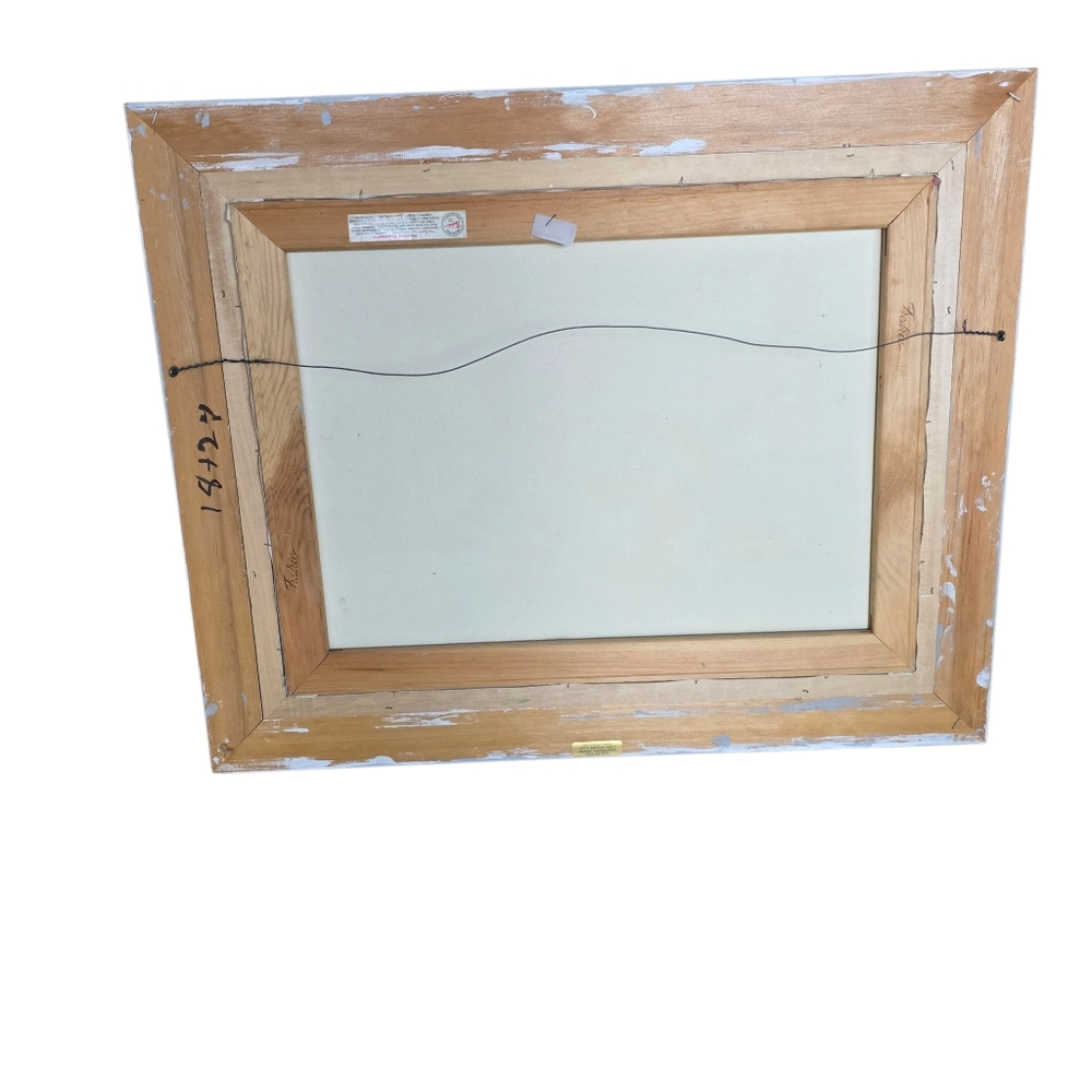 Vintage Mediterranean Village Painting Heinz Rosien Framed 30x24 Coastal MCM Art - Picture 8 of 9